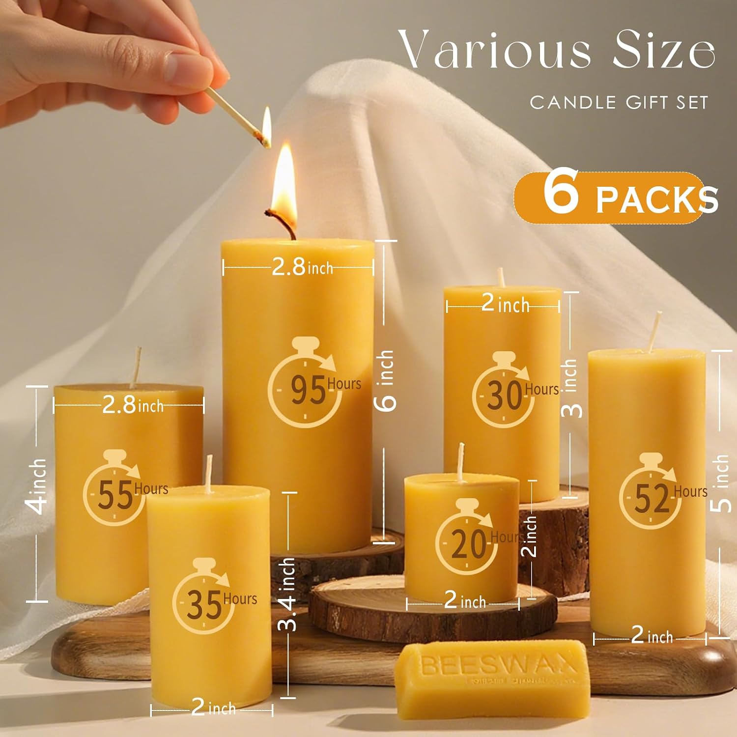 Beeswax Candles Set of 6, Non  - đánh giá và giá Home Fragrance Non Toxic